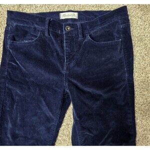 Madewell Corduroy Pants 27× 32 Blue Velour Skinny Stretch Plush Classy Winter